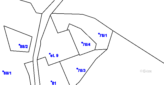 Parcela st. 78/4 v KÚ Lomy u Osečnice, Katastrální mapa