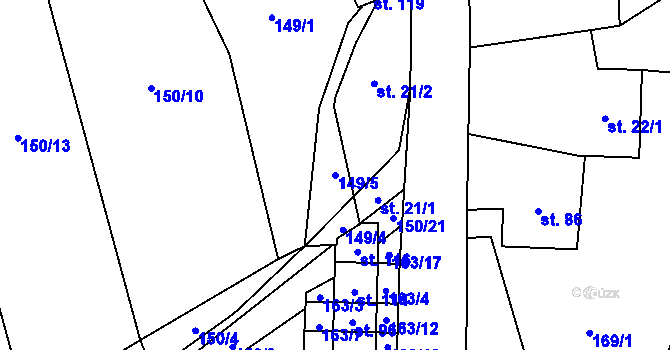 Parcela st. 149/5 v KÚ Lomy u Osečnice, Katastrální mapa