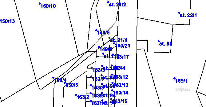 Parcela st. 116 v KÚ Lomy u Osečnice, Katastrální mapa