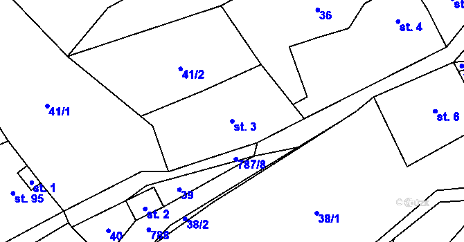 Parcela st. 3 v KÚ Osečnice, Katastrální mapa