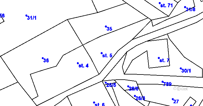 Parcela st. 5 v KÚ Osečnice, Katastrální mapa