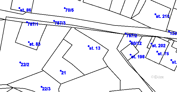 Parcela st. 13 v KÚ Osečnice, Katastrální mapa