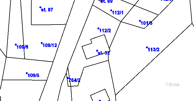 Parcela st. 32 v KÚ Osečnice, Katastrální mapa