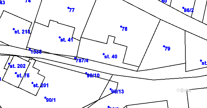 Parcela st. 40 v KÚ Osečnice, Katastrální mapa