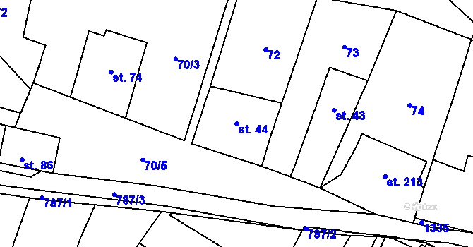 Parcela st. 44 v KÚ Osečnice, Katastrální mapa