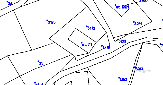 Parcela st. 71 v KÚ Osečnice, Katastrální mapa