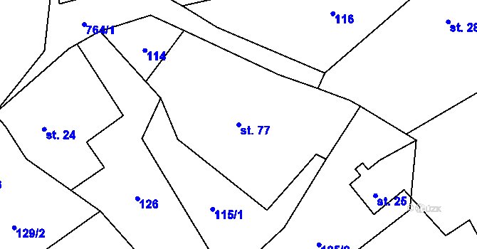 Parcela st. 77 v KÚ Osečnice, Katastrální mapa