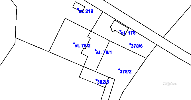 Parcela st. 78/1 v KÚ Osečnice, Katastrální mapa