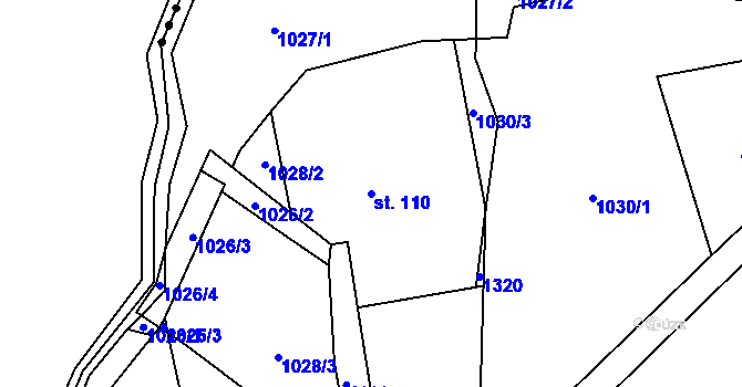 Parcela st. 110 v KÚ Osečnice, Katastrální mapa