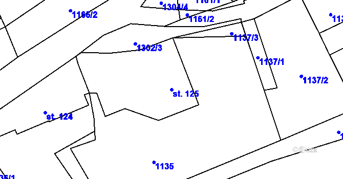Parcela st. 125 v KÚ Osečnice, Katastrální mapa