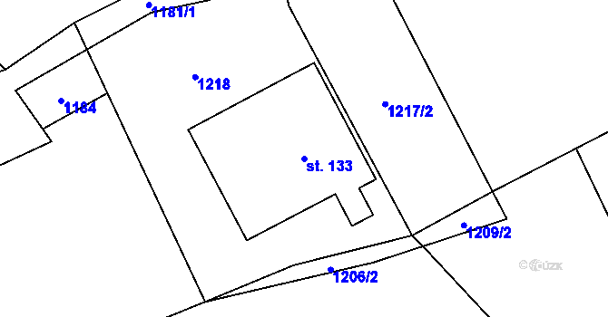Parcela st. 133 v KÚ Osečnice, Katastrální mapa
