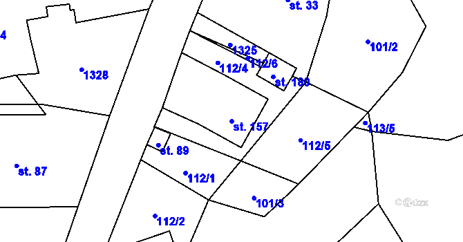 Parcela st. 157 v KÚ Osečnice, Katastrální mapa