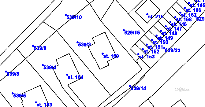 Parcela st. 169 v KÚ Osečnice, Katastrální mapa