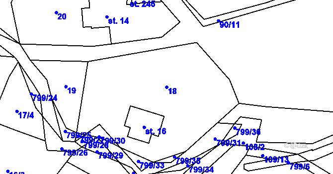 Parcela st. 18 v KÚ Osečnice, Katastrální mapa