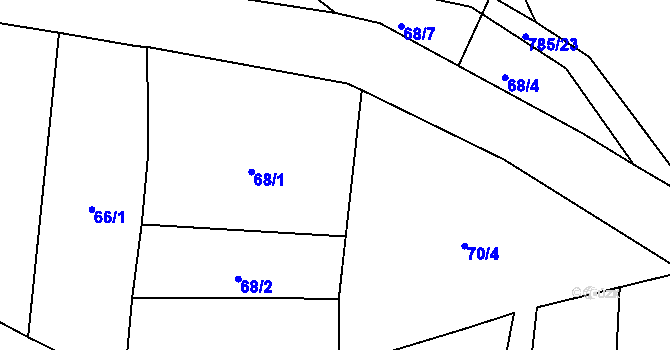 Parcela st. 68/1 v KÚ Osečnice, Katastrální mapa