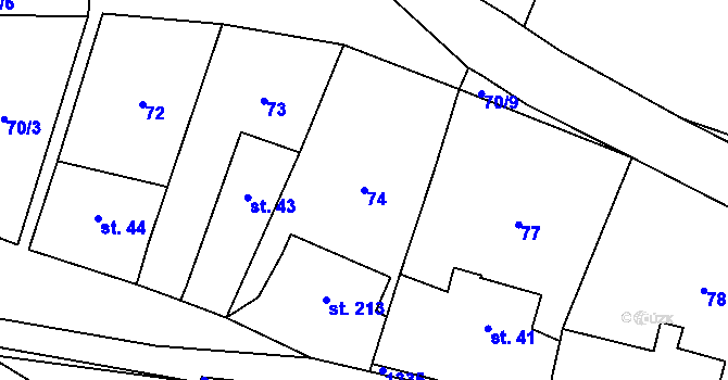 Parcela st. 74 v KÚ Osečnice, Katastrální mapa
