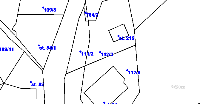 Parcela st. 112/3 v KÚ Osečnice, Katastrální mapa