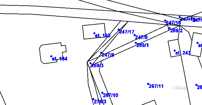 Parcela st. 247/8 v KÚ Osečnice, Katastrální mapa