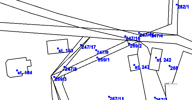Parcela st. 247/9 v KÚ Osečnice, Katastrální mapa