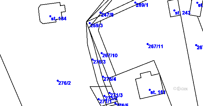 Parcela st. 267/10 v KÚ Osečnice, Katastrální mapa