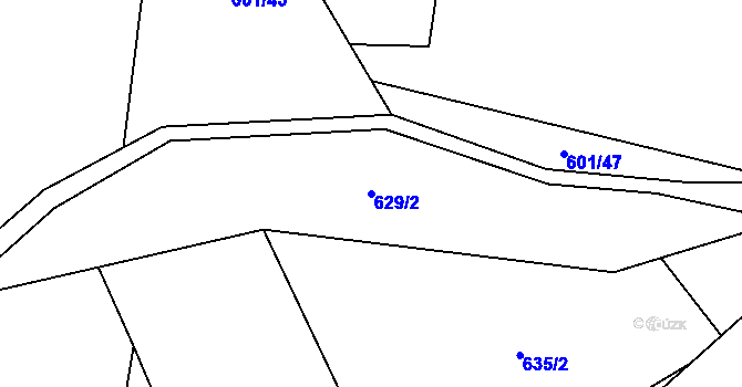 Parcela st. 629/2 v KÚ Osečnice, Katastrální mapa