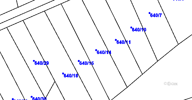 Parcela st. 640/14 v KÚ Osečnice, Katastrální mapa