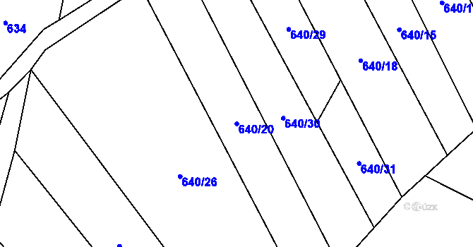 Parcela st. 640/20 v KÚ Osečnice, Katastrální mapa