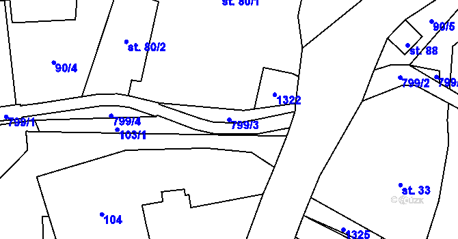 Parcela st. 799/3 v KÚ Osečnice, Katastrální mapa