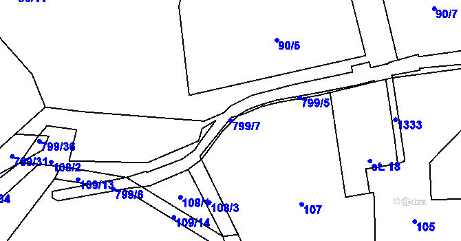Parcela st. 799/7 v KÚ Osečnice, Katastrální mapa