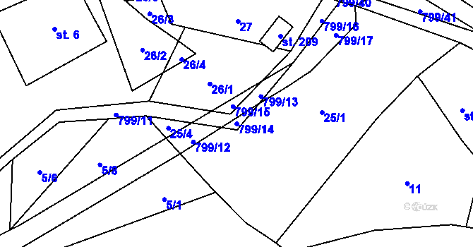 Parcela st. 799/14 v KÚ Osečnice, Katastrální mapa