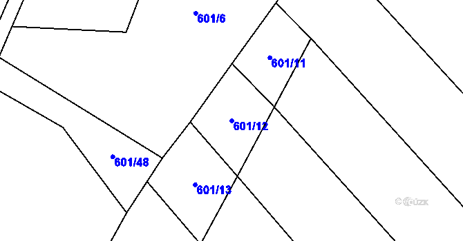 Parcela st. 601/12 v KÚ Osečnice, Katastrální mapa
