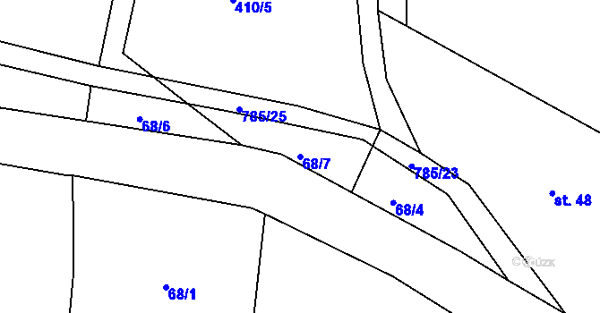 Parcela st. 68/7 v KÚ Osečnice, Katastrální mapa