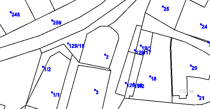 Parcela st. 2 v KÚ Osek u Hořovic, Katastrální mapa