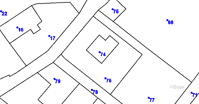Parcela st. 74 v KÚ Osek u Hořovic, Katastrální mapa