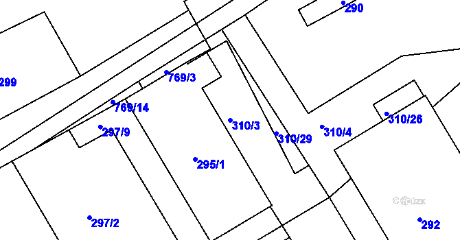 Parcela st. 310/3 v KÚ Osek u Hořovic, Katastrální mapa