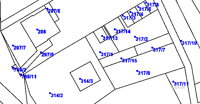 Parcela st. 317/1 v KÚ Osek u Hořovic, Katastrální mapa