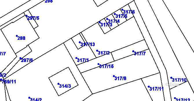 Parcela st. 317/2 v KÚ Osek u Hořovic, Katastrální mapa