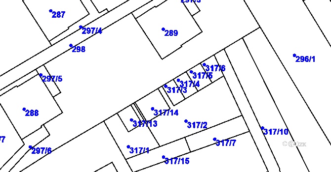 Parcela st. 317/3 v KÚ Osek u Hořovic, Katastrální mapa