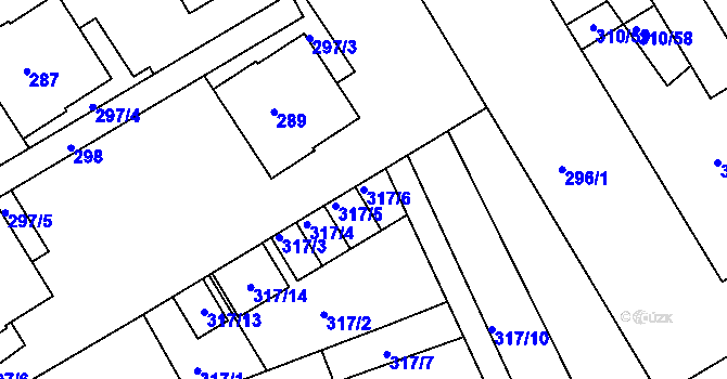 Parcela st. 317/6 v KÚ Osek u Hořovic, Katastrální mapa
