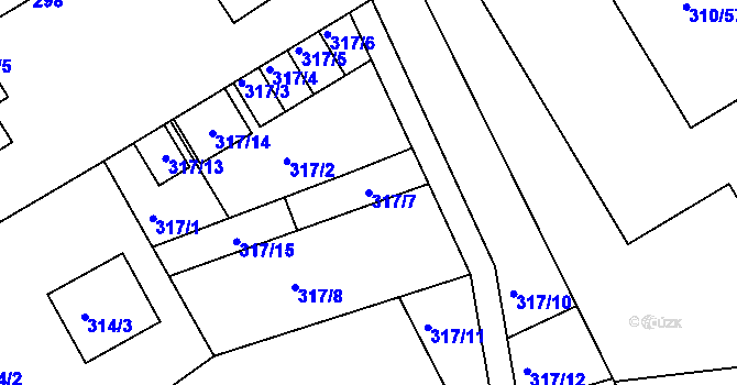 Parcela st. 317/7 v KÚ Osek u Hořovic, Katastrální mapa
