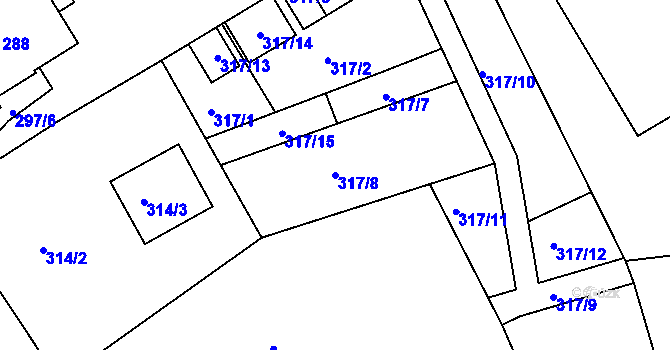 Parcela st. 317/8 v KÚ Osek u Hořovic, Katastrální mapa