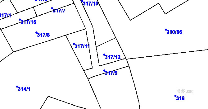 Parcela st. 317/12 v KÚ Osek u Hořovic, Katastrální mapa