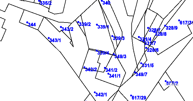 Parcela st. 339/4 v KÚ Osek u Hořovic, Katastrální mapa