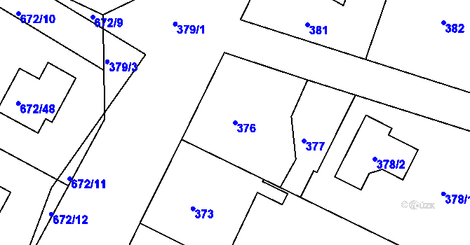 Parcela st. 376 v KÚ Osek u Hořovic, Katastrální mapa