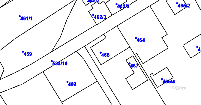 Parcela st. 466 v KÚ Osek u Hořovic, Katastrální mapa