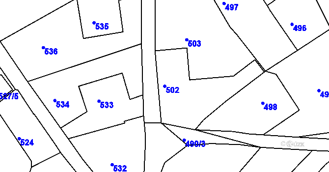 Parcela st. 502 v KÚ Osek u Hořovic, Katastrální mapa