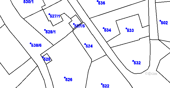 Parcela st. 524 v KÚ Osek u Hořovic, Katastrální mapa