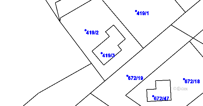 Parcela st. 419/3 v KÚ Osek u Hořovic, Katastrální mapa