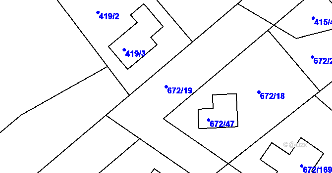 Parcela st. 672/19 v KÚ Osek u Hořovic, Katastrální mapa