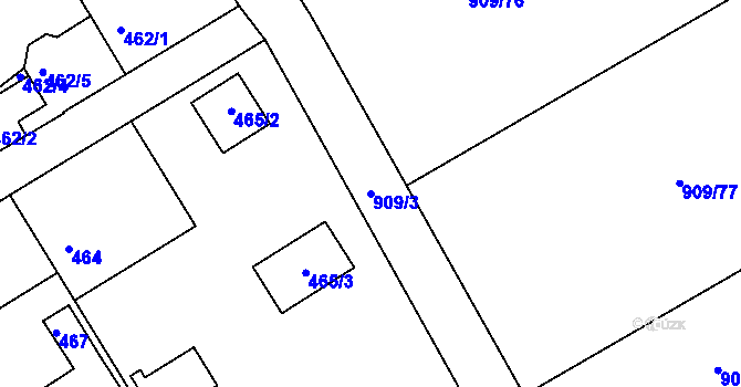 Parcela st. 909/3 v KÚ Osek u Hořovic, Katastrální mapa